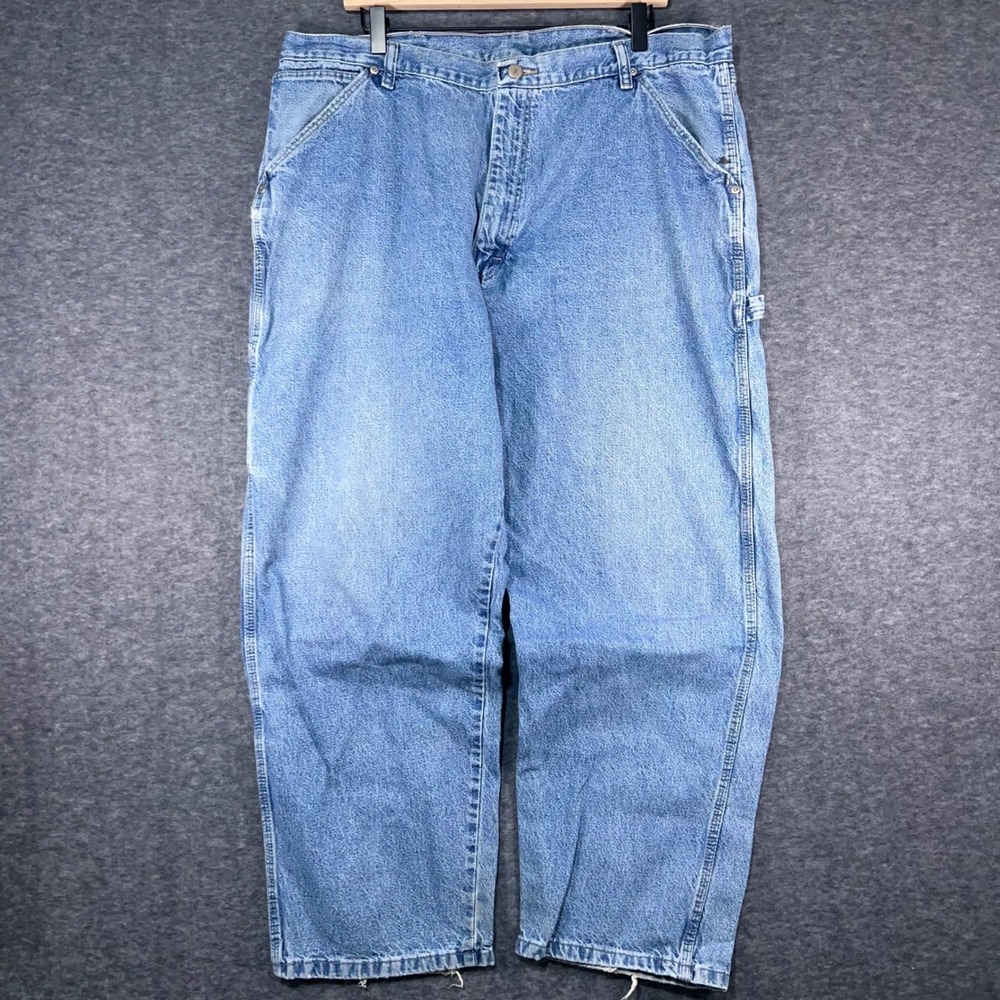 Wrangler WRG Jean Co Mens Carpenter Pants Light Wash Denim Blue 40x29 Utility